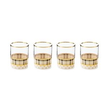 NEW Mackenzie-Childs Mocha Tartan Mocha Glassware, Set of 4 picture