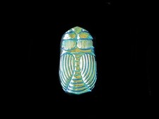 27mm Czech Glass Blue AB Scarabs picture