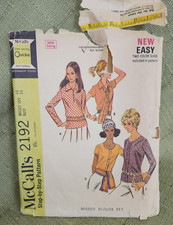 Vintage Misses' Scoop or V Neck Blouse Set McCall's 2192 Sewing Pattern, Size 14 picture