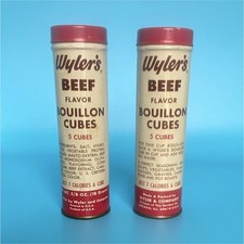 Wyler's Beef Flavor Bouillon Cubes Vintage Advertising Tin Lot of 2 Red/White picture