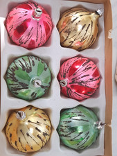 6 Vintage Glitter Mercury Glass Christmas Ball Ornaments West Germany picture