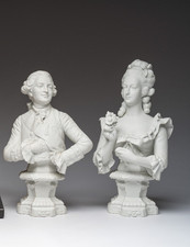 PAIR antique scheibe alsbach  porcelain statue Louis XVI Marie Antoinette bust picture