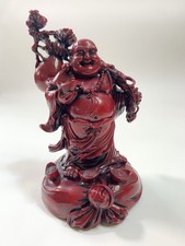11 Inch Red Resin Happy Buddha Laughing Lucky  Statue picture