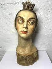 Antique Early 1900s Plaster Mannequin Bust Dept Store Millinery Display Art Deco picture