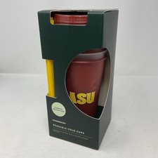 Starbucks ASU Arizona State Univ 5-Pack Reusable Cold Cups 240z  5 Lids 5 Straws picture