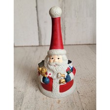 Vintage porcelain Santa Claus bell ornament Xmas unique gift toy bag picture