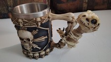 Ebros Large Skeletal Cross Bones Skull Beer Stein Tankard Coffee Cup Mug EUC +in picture