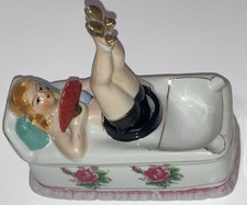 Vtg Bathing Naughty Nodder Ashtray PinUp Girl Moving Legs Fan Japan G Nov Co picture