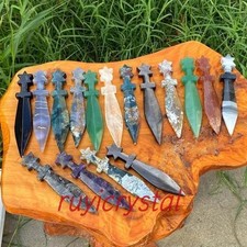 Hand Carved Natural Crystal Sword ，quartz Knife Polished Healing Decor Gift picture