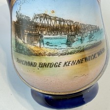 KENNEWICK WA WASHINGTON Antique RAILROAD BRIDGE Souvenir COBALT TRINKET picture