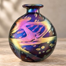 Vintage Mdina Luster Art Glass Perfume Bottle Hand Made Malta Signed Iridescent picture
