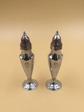 Set of Chrome/Silver Plated Salt & Pepper Shakers, 5.25” Tall picture