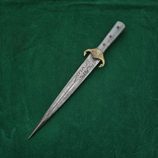 Vintage Rare Ottoman Or Turkish Agate Straight Gold Damascened Khanjar Dagger18