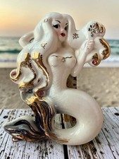 Vintage Large DEFOREST Ceramic Mermaid with Rhinestones RARE 🌴🐳 🐚 picture