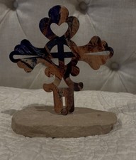 Vintage LazArt Serenity Cross Celtic Inspired on Sandstone Base 6.75” Look picture