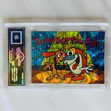 1993 Topps Ren & Stimpy - Prismatic Sticker #19 See You Next Time Graded ECC 9 picture