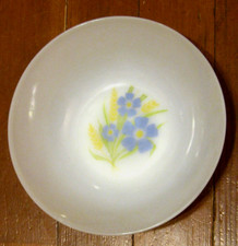 Anchor Hocking Fire King Vegetable Serving Bowl Blue Flower Milk Glass MCM VTG picture