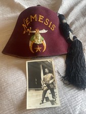 Vintage Shriners Nemesis Fez Hat w/ Tassel & 1920’s Owners Photo Masonic Shrine picture