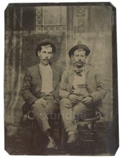 Dashing Men Twinning 1860 Gay Couple Handsome Male Hunks Antique Tintype Photo picture