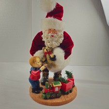 Walmart WM760-36AA Santa Giving Teddy Bear to Child Train Christmas Figurine picture
