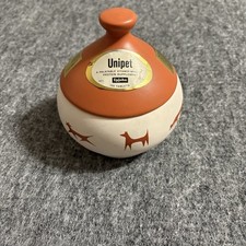 Vintage McCoy Upjohn Unipet Jingle Jar Pet Treat Dog Cat Orange Lid Bell MCM Vet picture