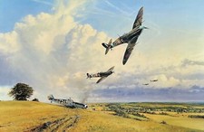 Eagles Prey by Robert Taylor aviation art signed by 5 Eagle Squadron Aces picture
