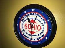 SOHIO Standard Ohio AuthFill Gas Service Station Oil Garage Man Cave Clock Sign picture