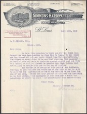 ST. LOUIS, MO ~ SIMMONS HARDWARE COMPANY, KEEN KUTTER ~ ILLUS. LETTERHEAD 1895 picture