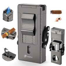 LIHTUN Cigar Lighter Multifunctional All-in-1 Torch Lighters Built-in Holder Cig picture