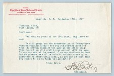 Letterhead Black River National Bank Lowville NY 1917 Easton Signature WWI picture