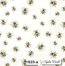 (1623) TWO Individual Paper Luncheon Decoupage Napkins - BEES HONEY BEE SWARM picture