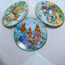 Avon Easter Collector Plates 1991 1992 1993 Porcelain 22K Gold Trim Set of 3 picture