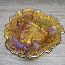 Vintage Indiana Loganberry Iridescent Grape Vine Depression Glass Bowl Carnival picture