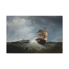 Charles T Dix - Shipping off the Coast in Stormy Sea, NY 1859 - Canvas Wall Art picture