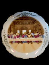 Vtg Porcelain Gold Rimmed Well Defined Last Supper Plate,Japan,3 1/8”, Beautiful picture