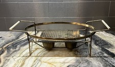 Vintage Pyrex Deluxe Double Warmer Stand Gold Metal For Cinderella Casseroles picture