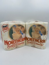 Vintage 80s Northern Soft Prints Yellow Floral Toilet Paper 2 Packs 4 Rolls Each picture