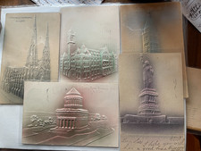 5 Embossed Postcards Of Famous NY Landmarks & Buildings picture