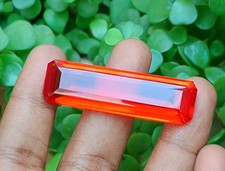 Certified 80 Carat Red Orange Topaz Baguette Cut Flawless Loose Stone Rare Find picture