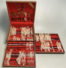 Vintage MCM U. Thailand Thai Nickel Bronze Flatware Set 144 Pc. Service For 12 picture