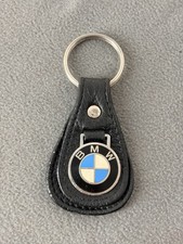 VINTAGE BMW BLACK LEATHER KEYCHAIN - KEYRING picture
