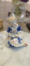 Vintage Figure Girl Reading Porcelain Meissen Style and Mark Copy 4