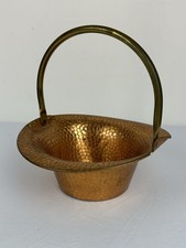 Vintage Coppercraft Guild Hammered Copper Basket Brass Handle Taunton MA picture