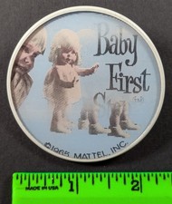 Vintage 1965 Mattel Baby First Step Doll Flicker Pinback Pin picture