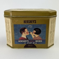 1993 Hershey's Coca Collectible Tin Metal Girl Kiss Boy History Can Rare Vintage picture