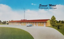 Postcard SUNSET MOTELCorner of Highway U.S. 2 and U.S. 45Watersmeet Michigan picture