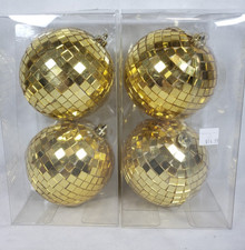 NEW Ashland Jewels & Jolly Mirror Disco Ball Ornaments GOLD 4 Balls 3.9