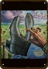 1978 NOCONA COWBOY BOOTS & SCORPION Vintage Look DECORATIVE REPLICA METAL SIGN picture