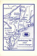 Vintage 1777 Revolutionary War Northern Campaigns Map Americana Postcard picture