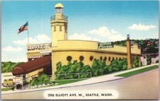 Vintage 1950s SEATTLE, Washington LINEN Postcard SKIPPER'S SEAFOOD RESTAURANT picture